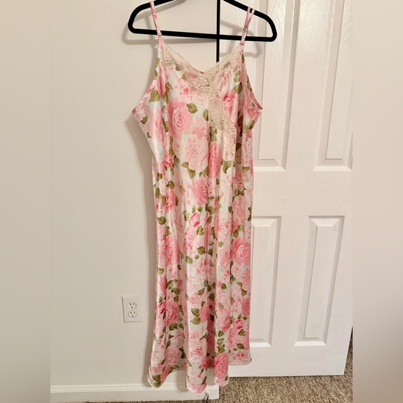 VTG Jaclyn Smith 3X Pink Floral Lace Nightgown Sleepwear - Picture 2 of 6